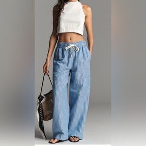 Anthropologie, Scotch & Soda Noa Linen Blend Striped Wide Leg Pants, L